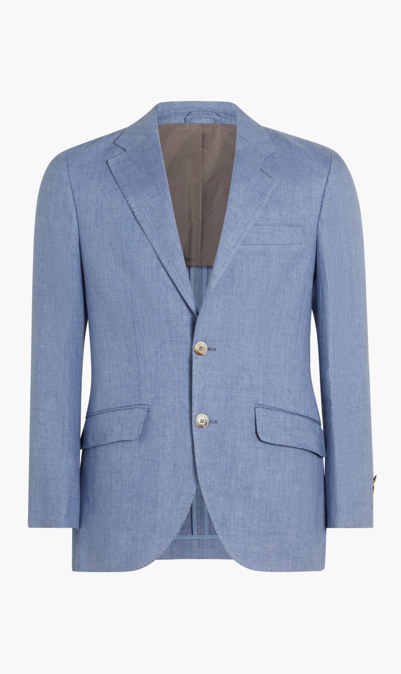 

Hackett London Blue Twill Linen Delave Jacket for Men | The Deal Outlet