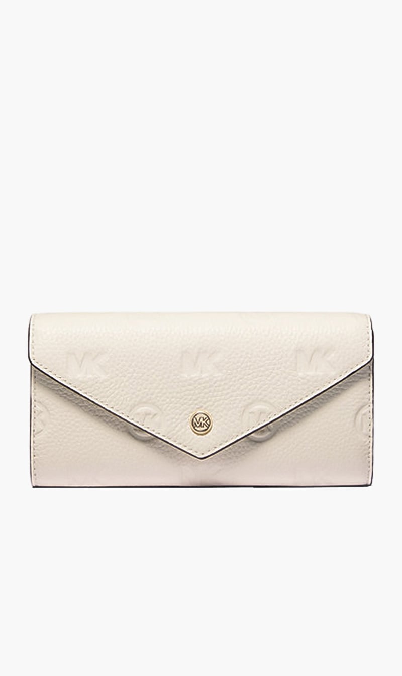 

Michael Kors White Leather Embossed Wallet for Women | The Deal Outlet