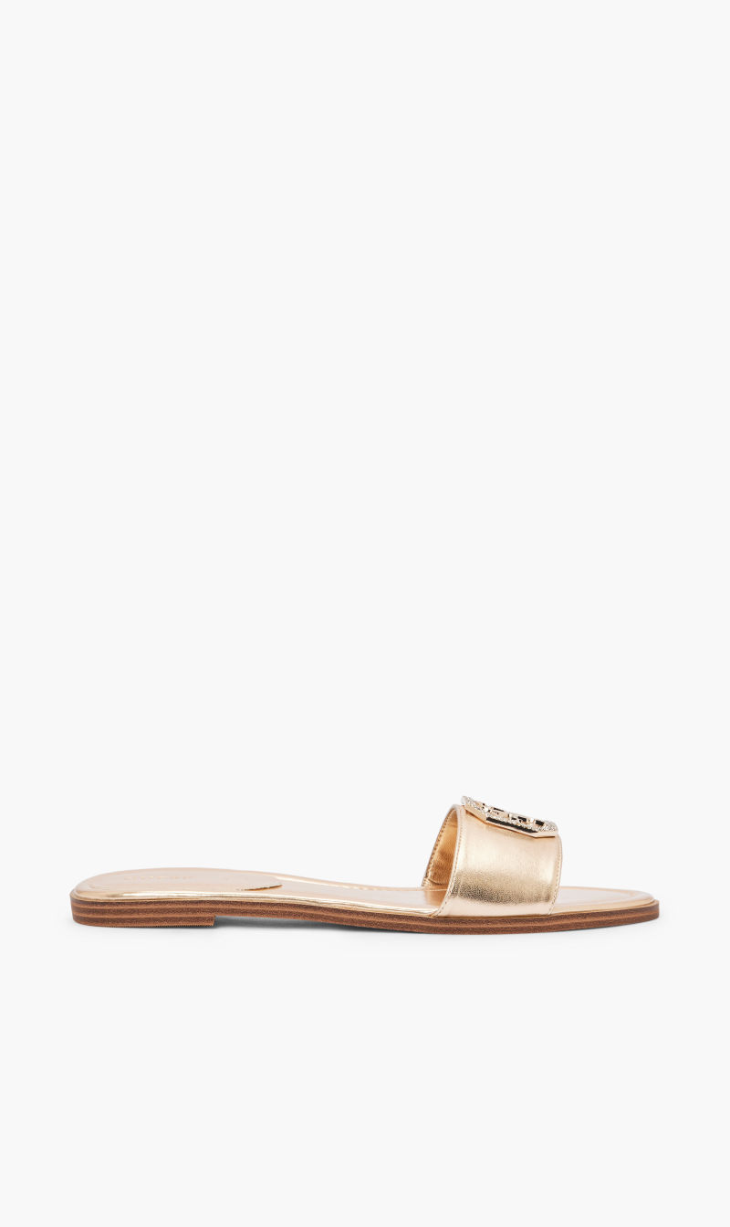 

Guess Gold Super Nappa Flat Sandal for Women | The Deal Outlet