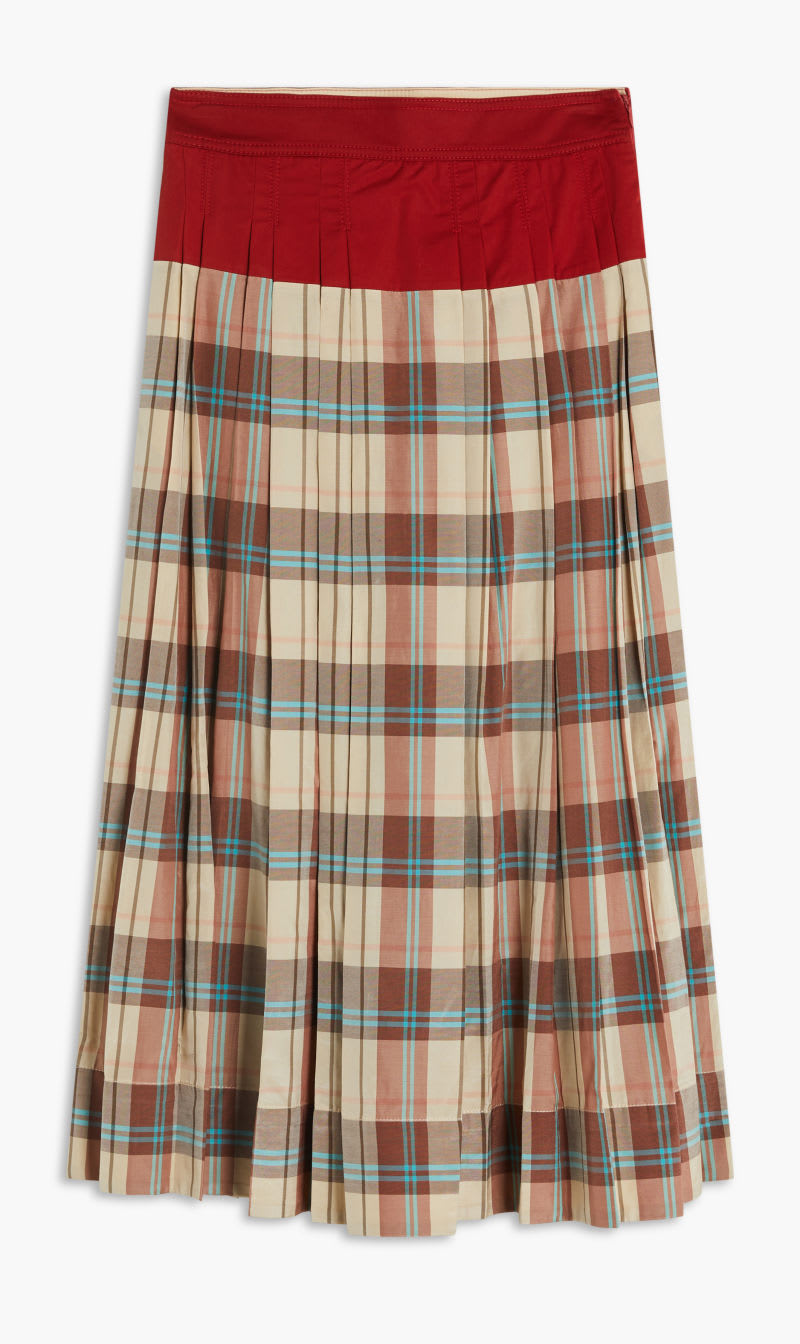 

Tory Burch Multi-color Madras Plaid Silk Skirt for Women | The Deal Outlet