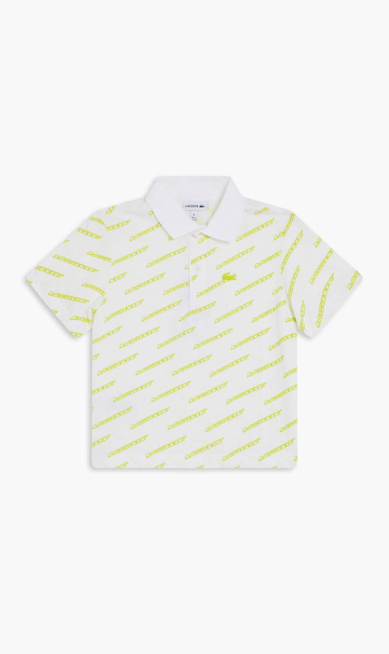 

Lacoste White Short Sleeved Ribbed Collar Shirt for Boys | The Deal Outlet