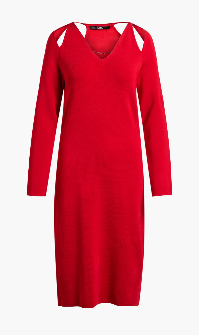 

Karl Lagerfeld Red Cut Out Dress for Women | The Deal Outlet