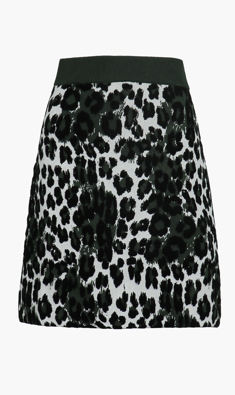 

Leopard Jacquard Skirt, Green