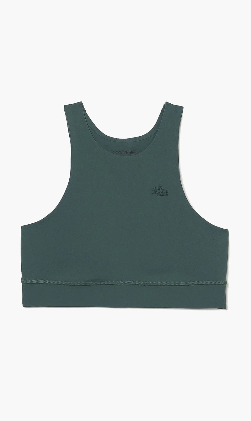 

Lacoste Green Overstitched Seamless Sports Bra for Women | The Deal Outlet