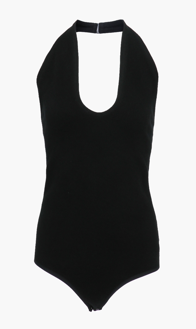 

Michael Kors Black Cross Halter Bodysuit for Women | The Deal Outlet