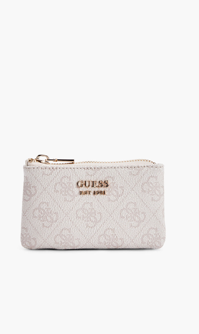 

Guess White Laurel Slg Zip Pouch for Women | The Deal Outlet