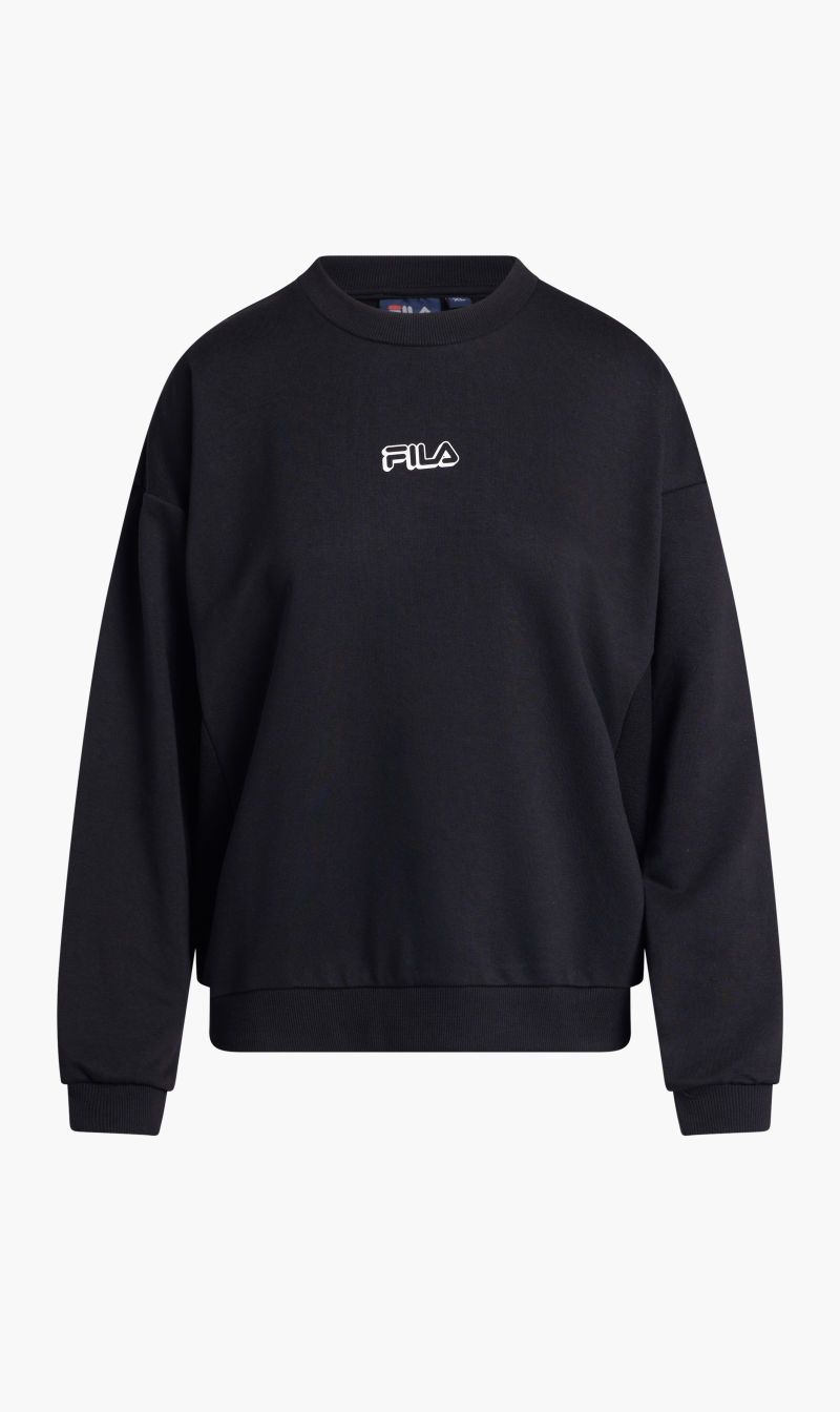 

Fila Black Crew Sweat W Reverse Fabric Side Panels for Women | The Deal Outlet