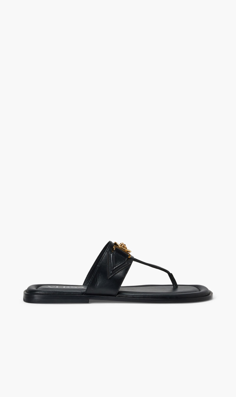 

Versace Black Sandals Tbar Biggie Lthr for Men | The Deal Outlet