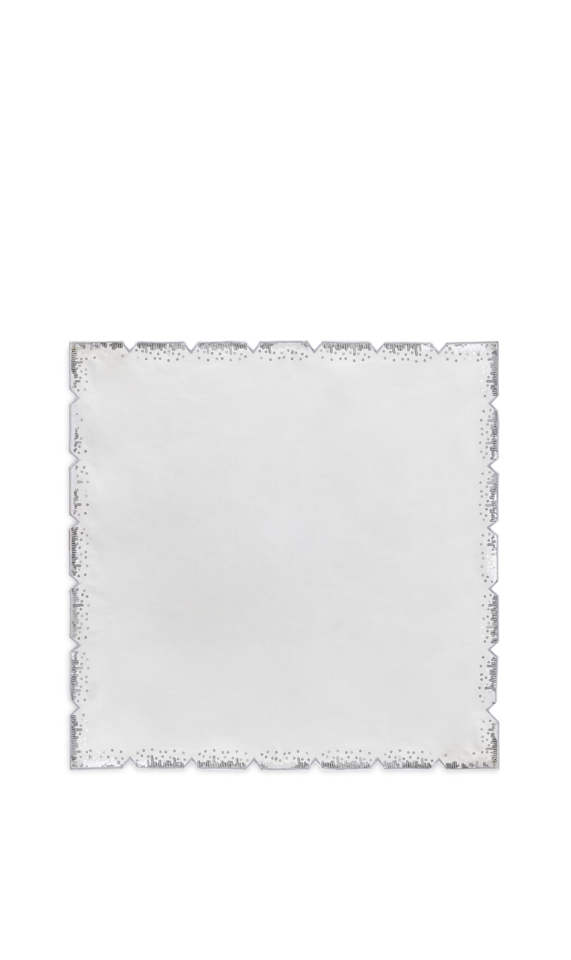 

Kim Seybert White Louxor Napkin In White & Silver | The Deal Outlet