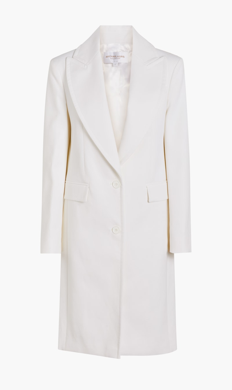 

Michael Kors White Linen Gab Chesterfield for Women | The Deal Outlet