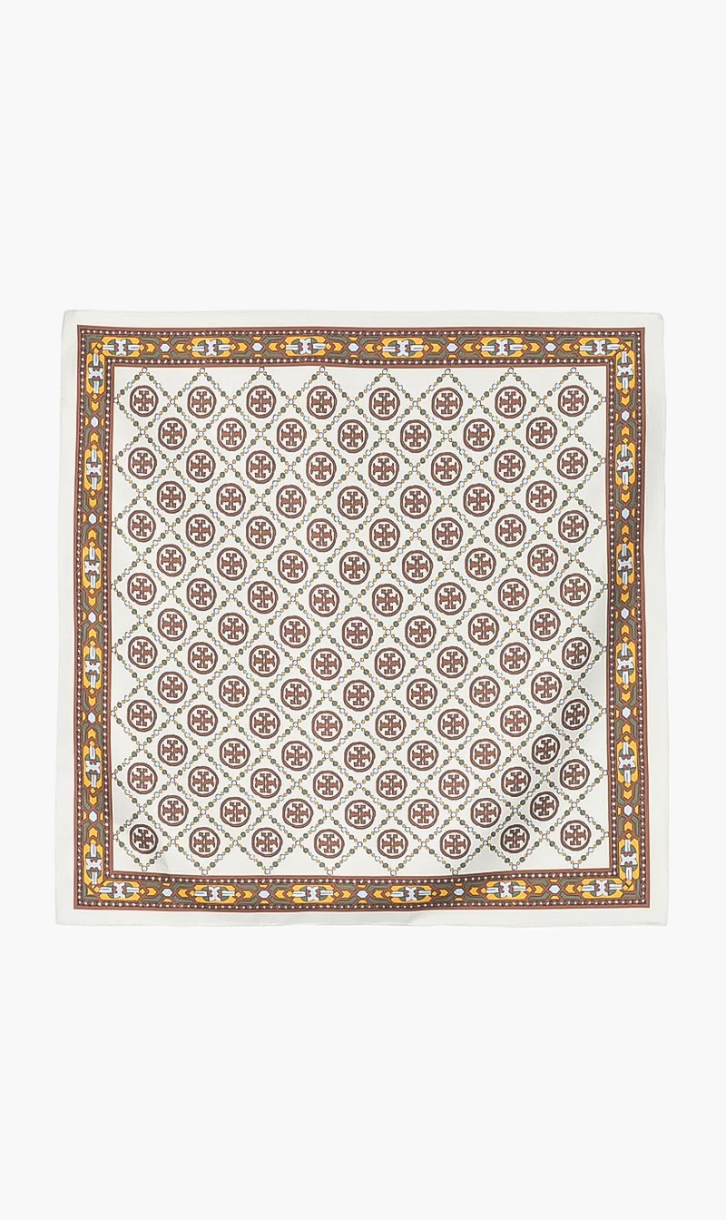 

Tory Burch Brown T Monogram Silk Neckerchief for Women | The Deal Outlet