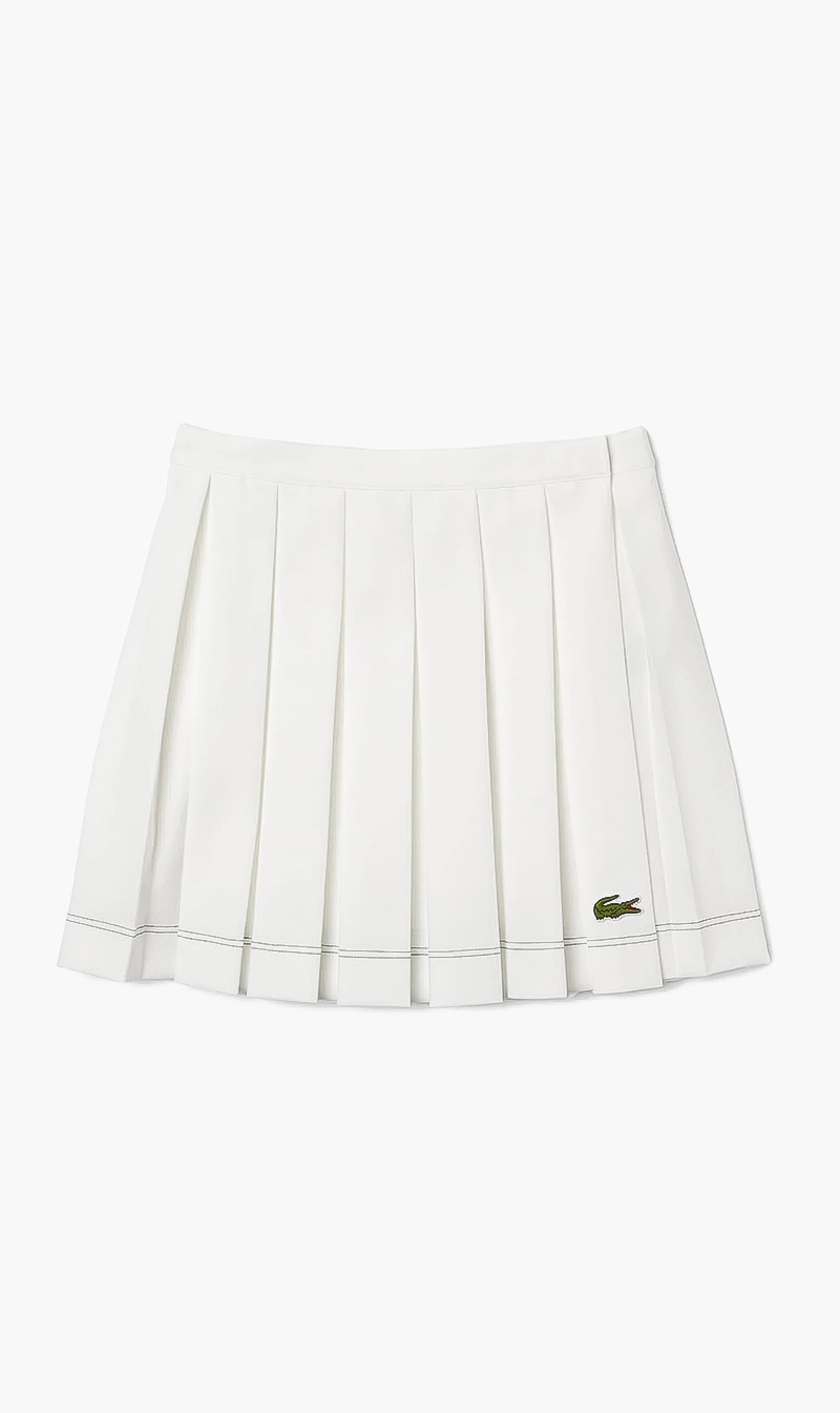 

Lacoste White Pleated Logo Skirt for Women | The Deal Outlet