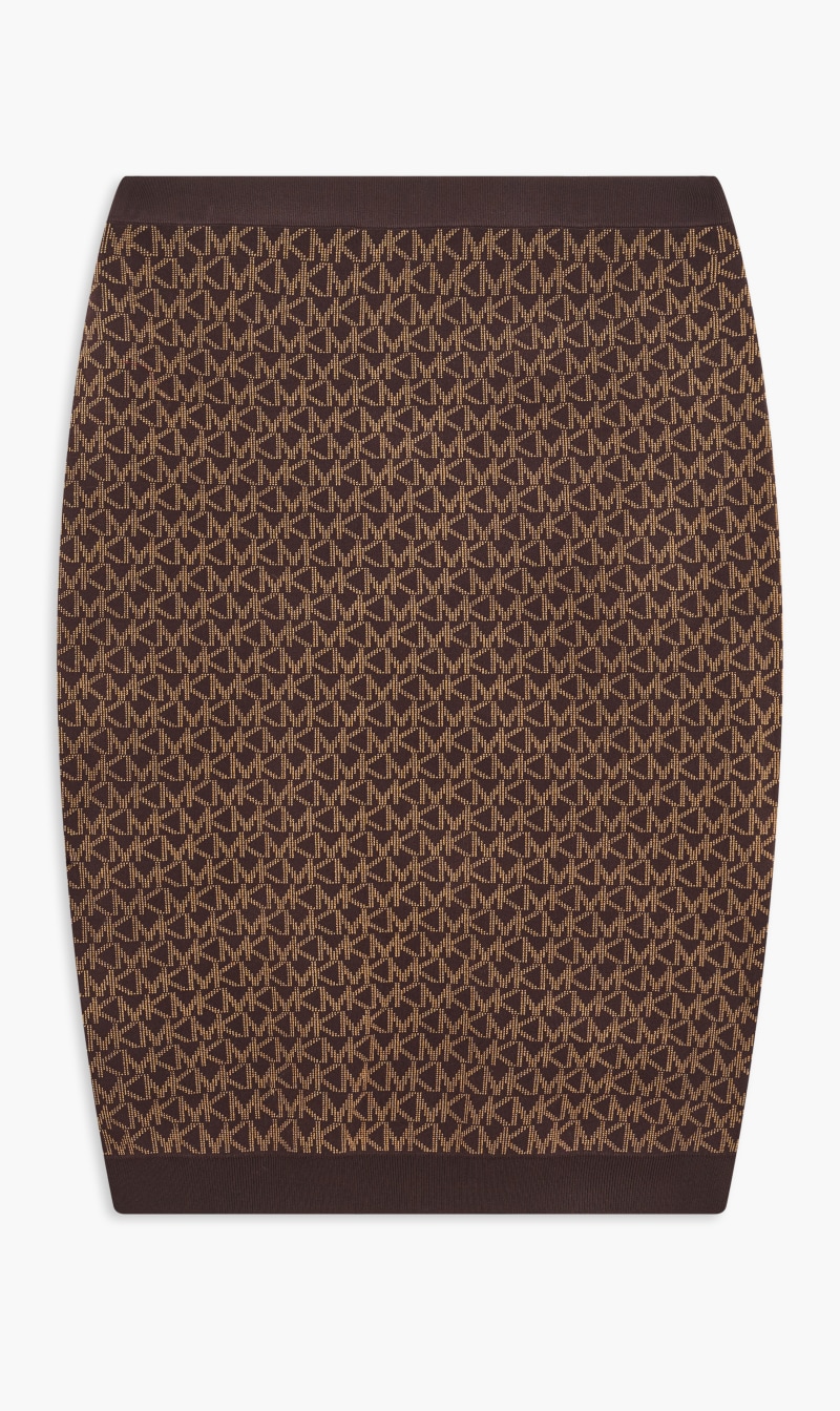 

All Over Logo Print Skirt, Brown