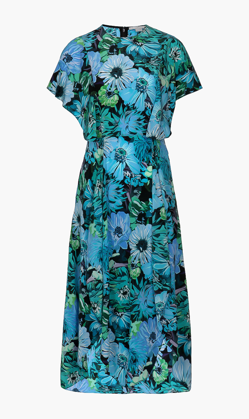 

Stella Mc Cartney Blue Floral Print Silk Dress for Women | The Deal Outlet