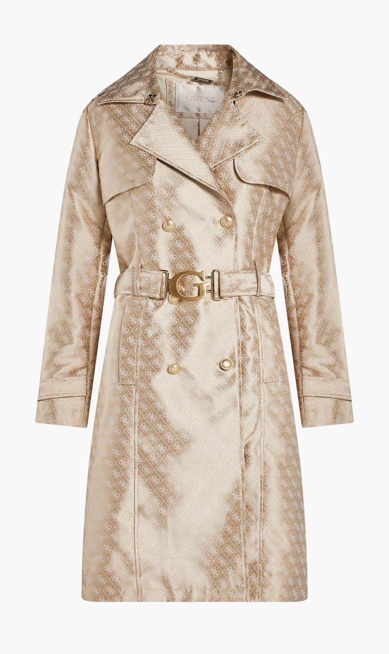 

Guess Beige Diletta Belted Logo Trench for Women | The Deal Outlet