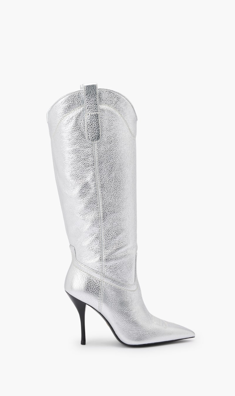 

Stuart Weitzman Silver Outwest 100 Boot for Women | The Deal Outlet