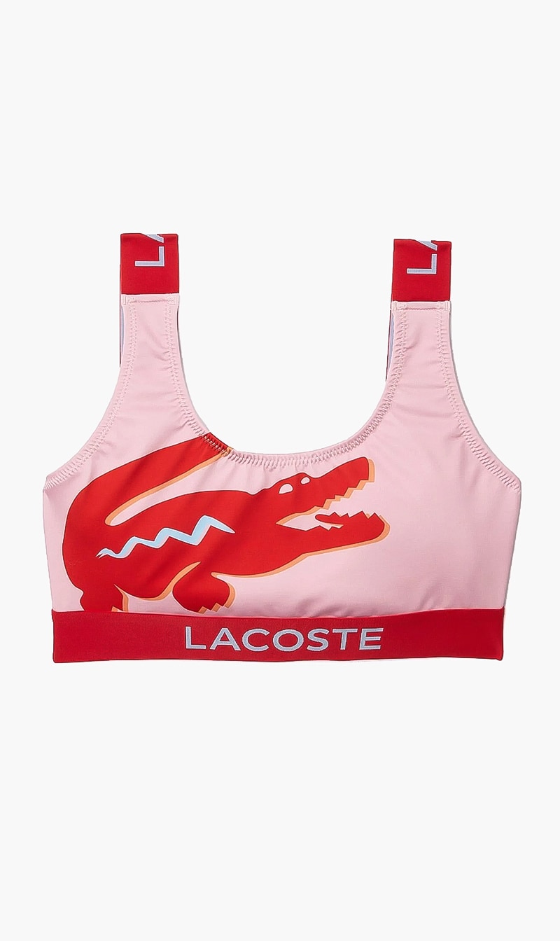 

Lacoste Pink Crocodile Print Bikini Top for Women | The Deal Outlet