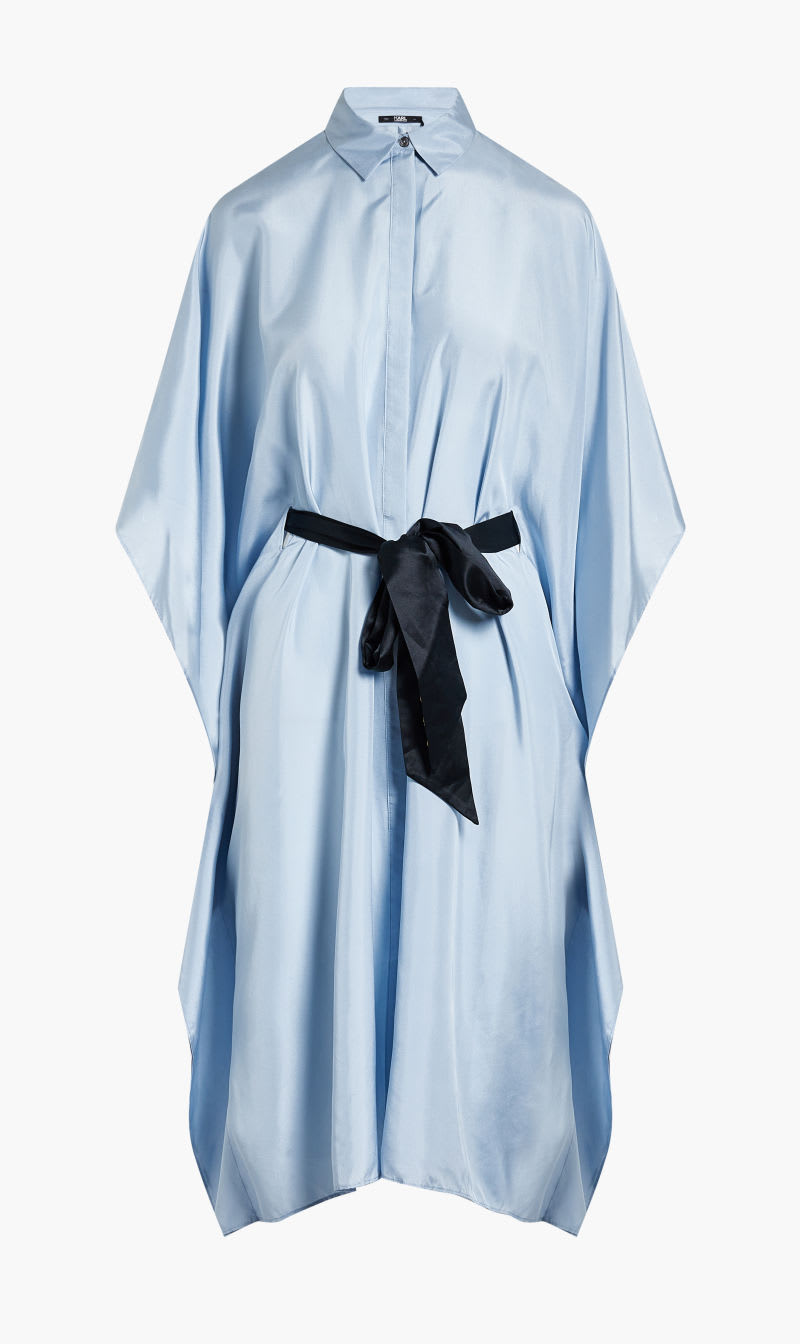 

Karl Lagerfeld Blue Silk Kaftan W/ Belt for Women | The Deal Outlet