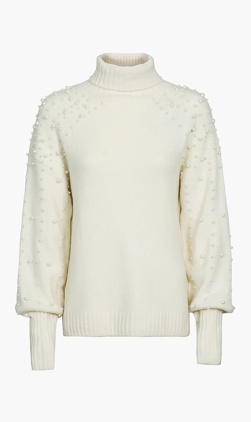 

Pearl Embellished Sweater, Beige