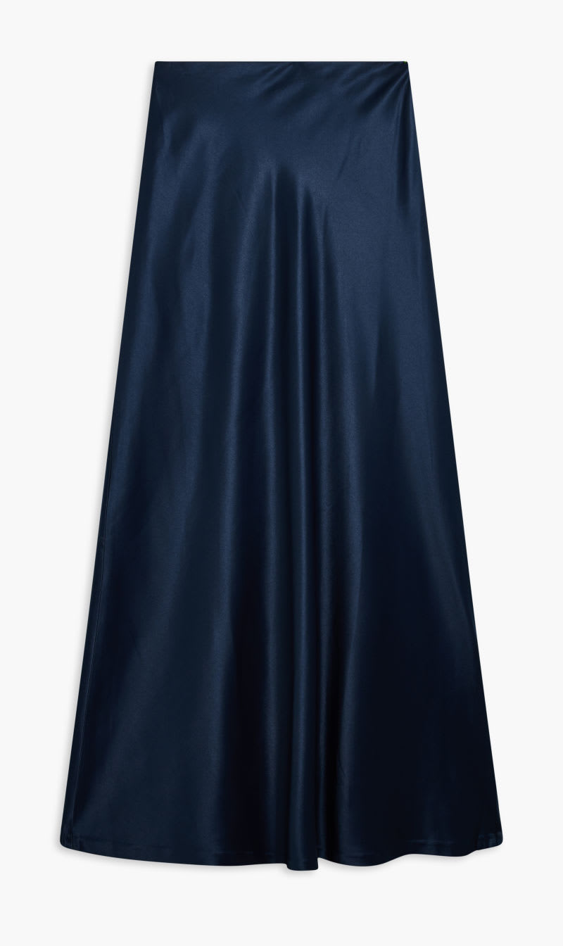 

Emily Shalant Blue 17s-0031 Matte Satin Long Skirt for Women | The Deal Outlet