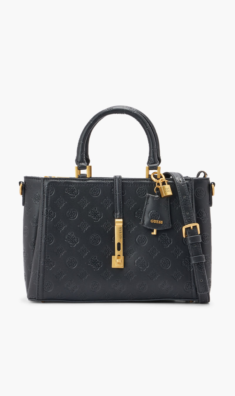 

Guess Black James Logo Girlfriend Satchel for Women | The Deal Outlet