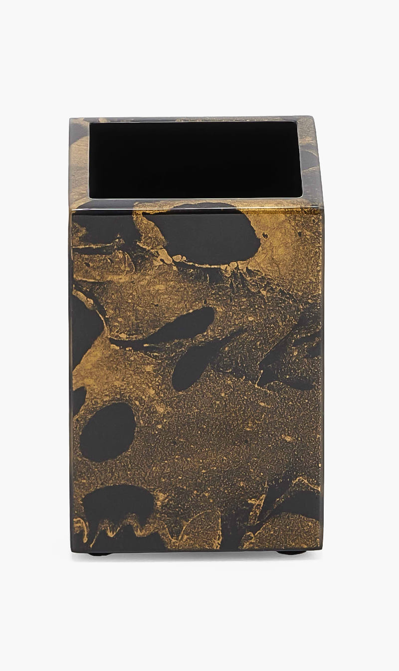 

Pacific Connections Gold Black Gold Marble Lacquer Brush Holder | The Deal Outlet