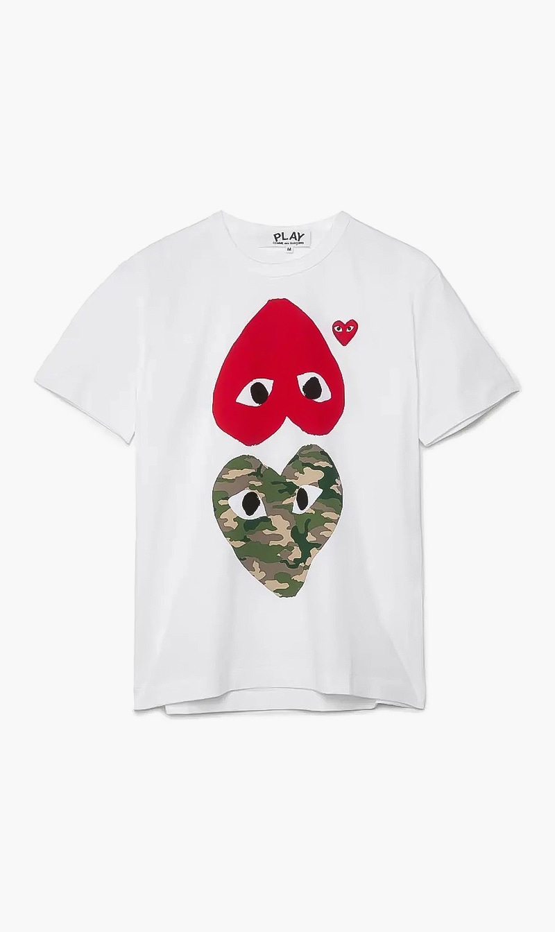 

Camouflage With Upside Down Red Heart T-shirt, White