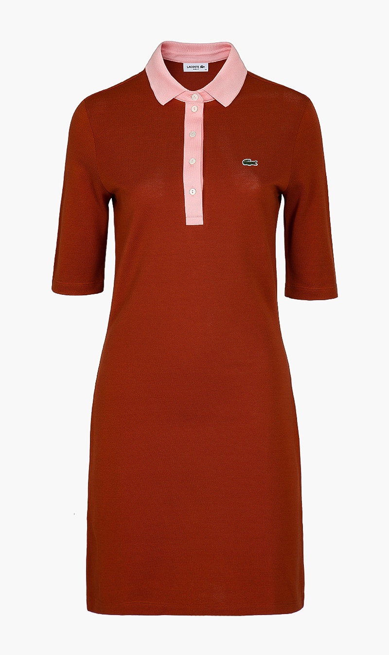 

Cotton Pique Polo Dress, Brown