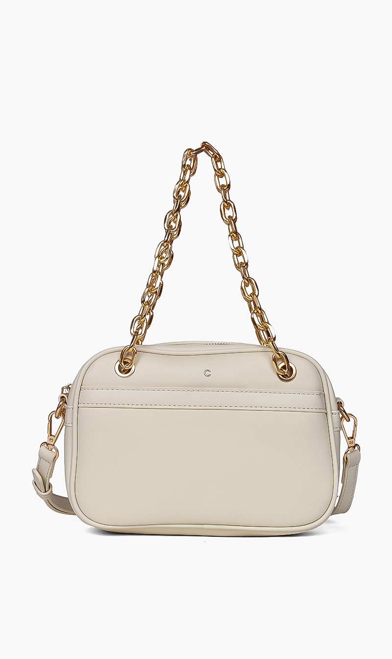 

Solid Leather Crossbody Bag, White