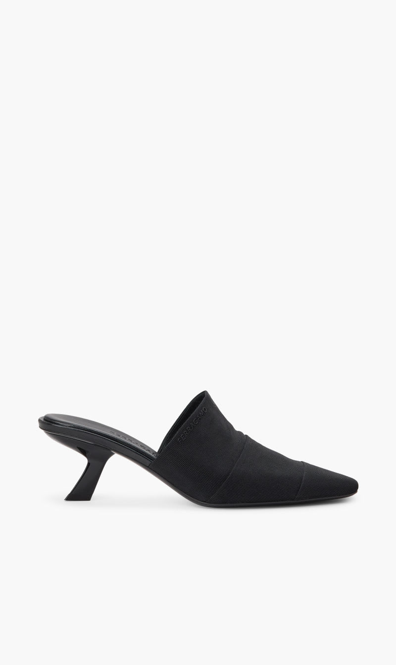 

Salvatore Ferragamo Black Algedi Slip On Heels for Women | The Deal Outlet