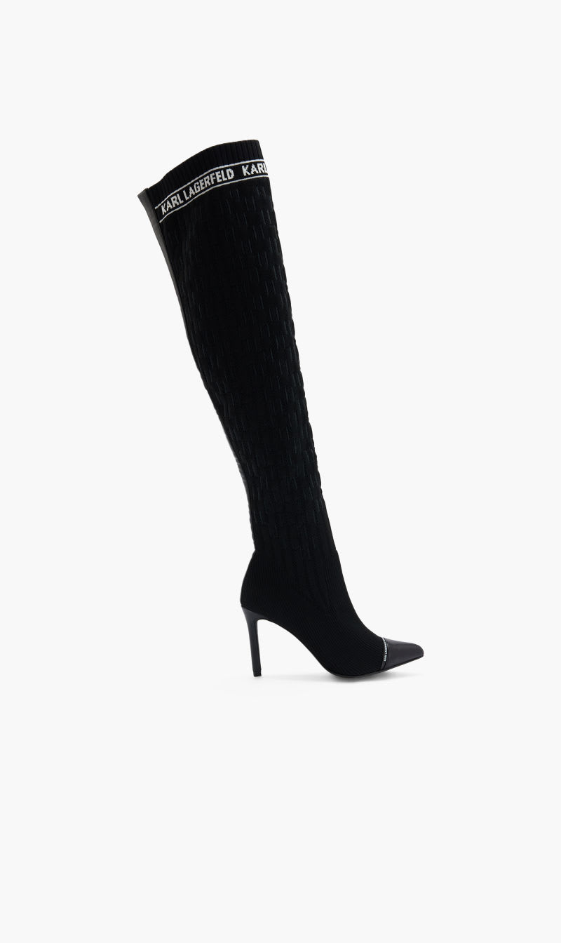 

Karl Lagerfeld Black Pandora Monogram Ribbed Kneeblack Knit Textile for Women | The Deal Outlet