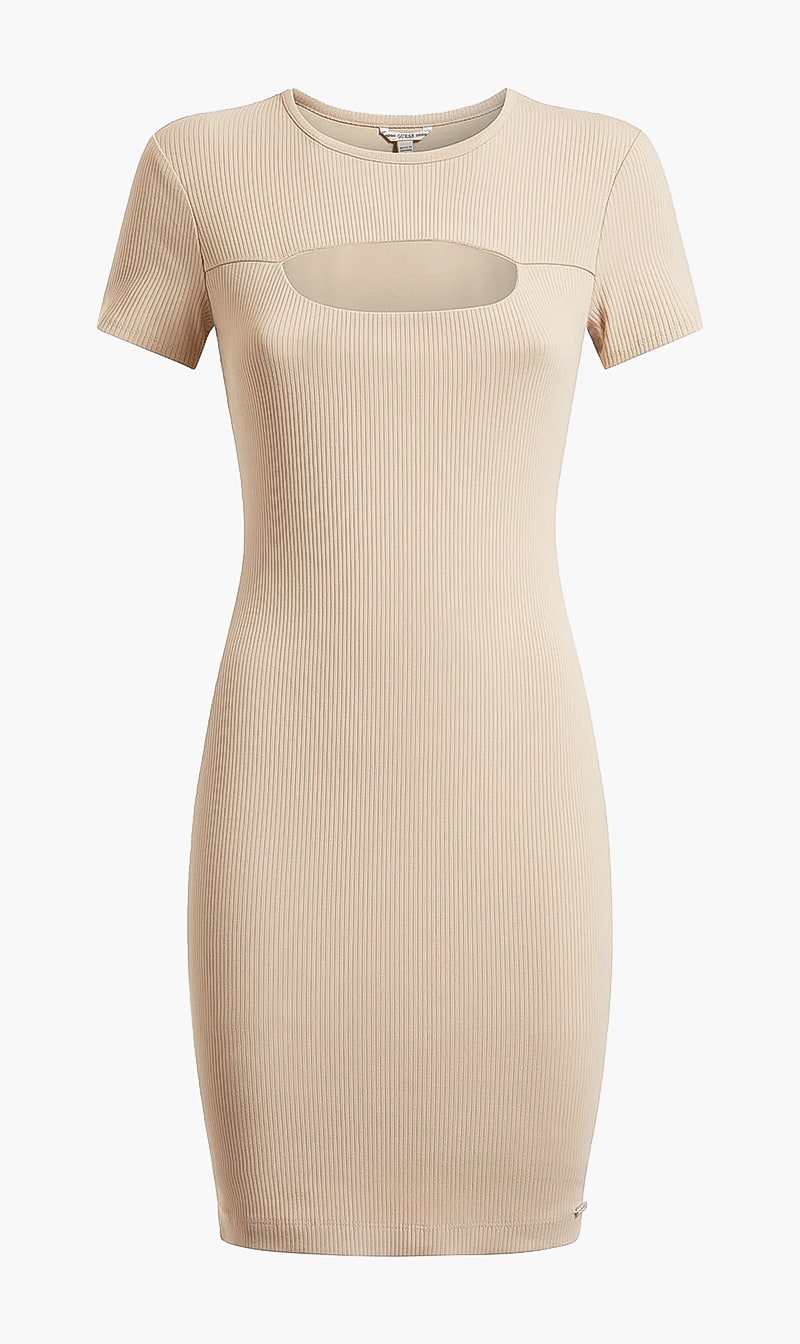 

Lana Ribbed Dress, Beige