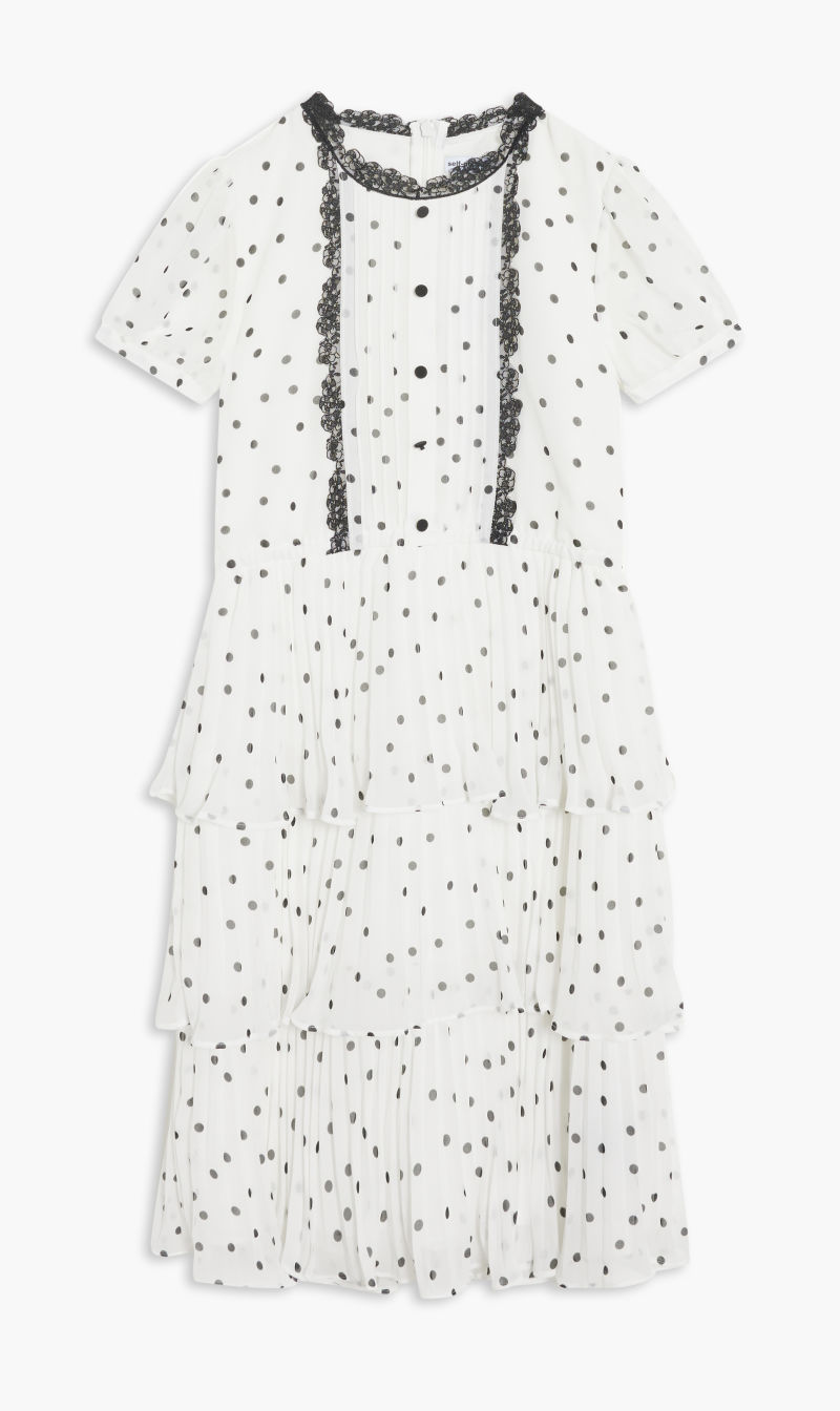 

Self-portrait White Chiffon Polka Dot Tiered Dress for Girls | The Deal Outlet