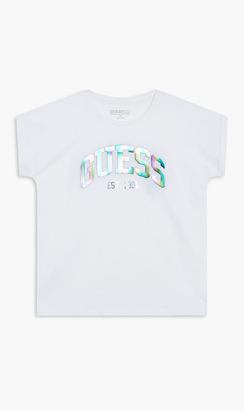 

Guess White Ss T-shirt - Organic Light Stretch Jersey for Girls | The Deal Outlet