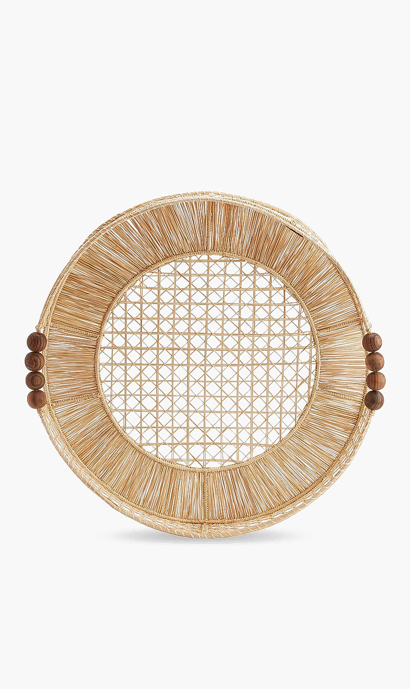 

Raffia Straw Woven Tray – Large, White