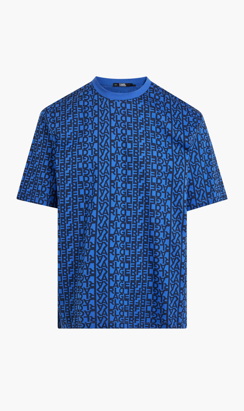 

Karl Lagerfeld Blue Elongated Logo Aop T-shirt for Men | The Deal Outlet