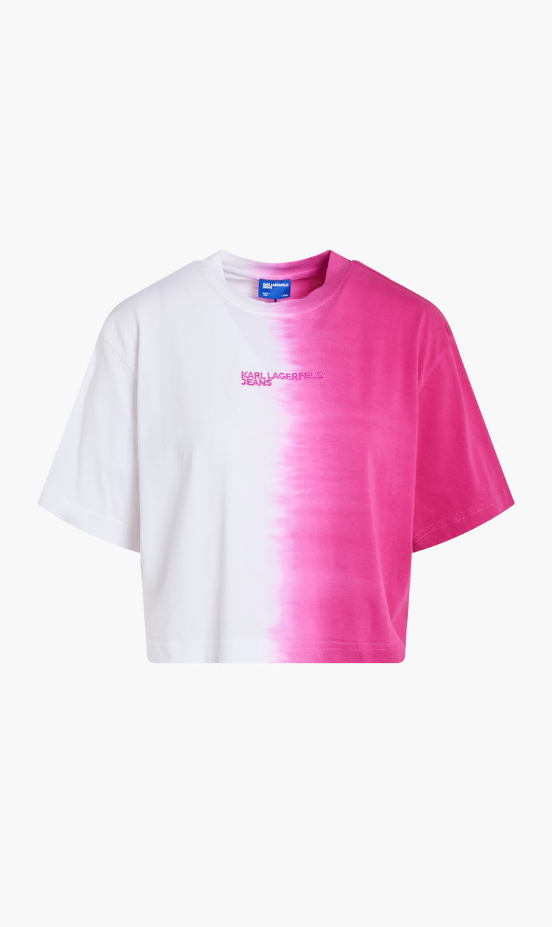 

Karl Lagerfeld Pink Klj Reg Crop Sslv Ombre Tee for Women | The Deal Outlet