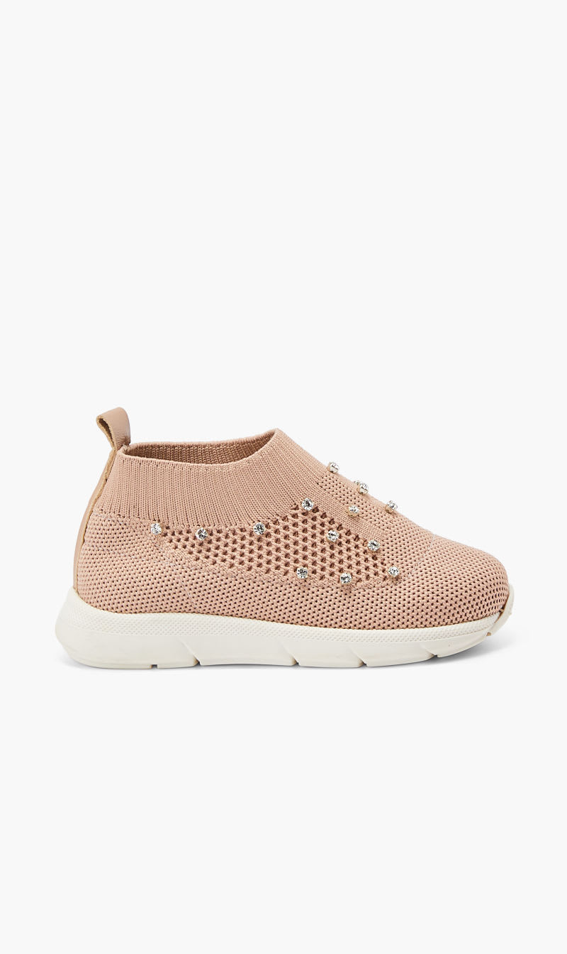 

Babywalker Beige Swarovski Crystals Embellished Speed Sock Sneaker for Girls | The Deal Outlet