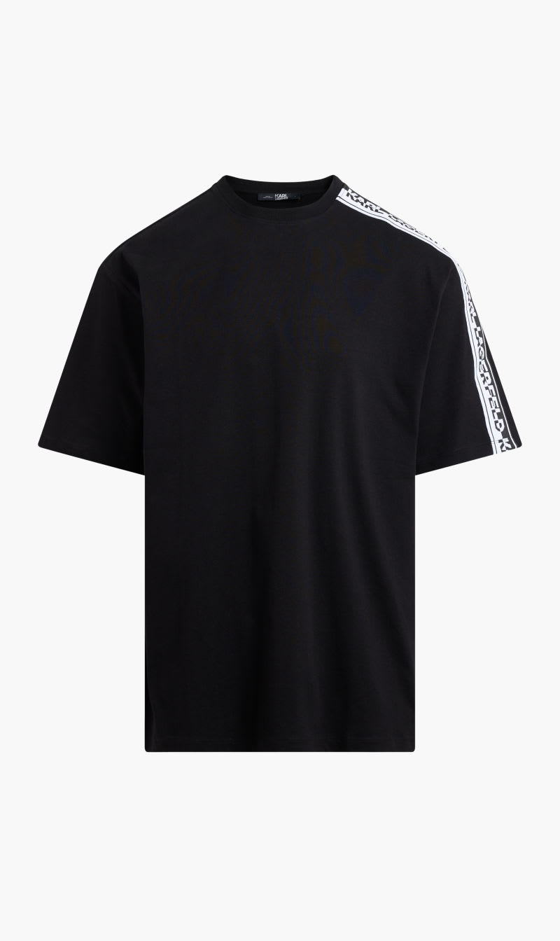 

Karl Lagerfeld Black Logo Knit Tape Sleeve T-shirt for Men | The Deal Outlet