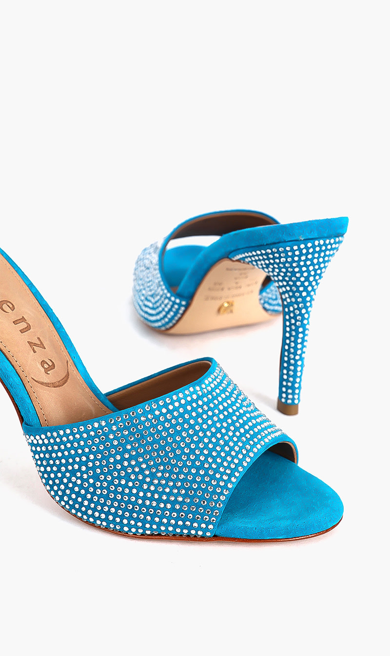 

Vicenza Blue Rhinestones Mules for Women | The Deal Outlet