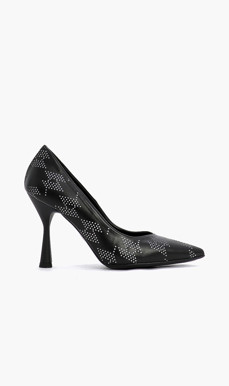 

Karl Lagerfeld Black Panache Perf Heels for Women | The Deal Outlet