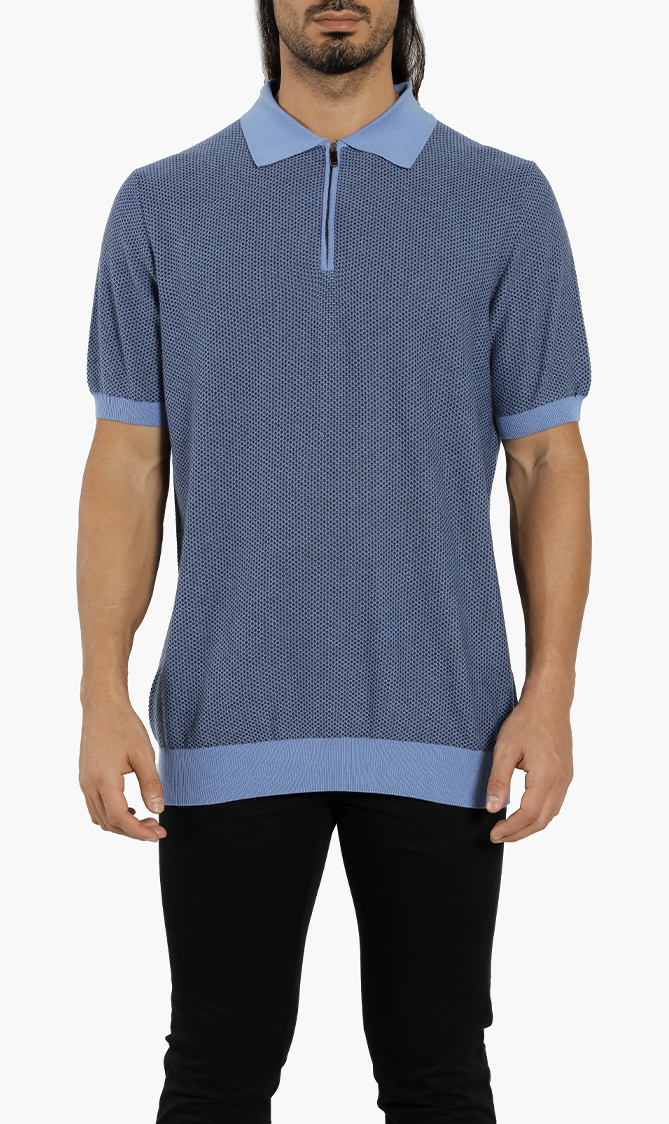 

Knit Polo Shirt, Blue