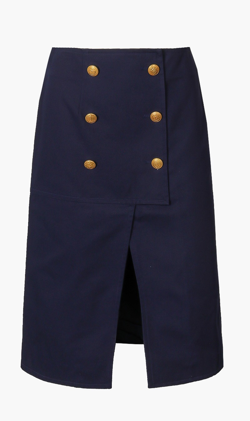 

Buttoned Logo Skirt, Blue