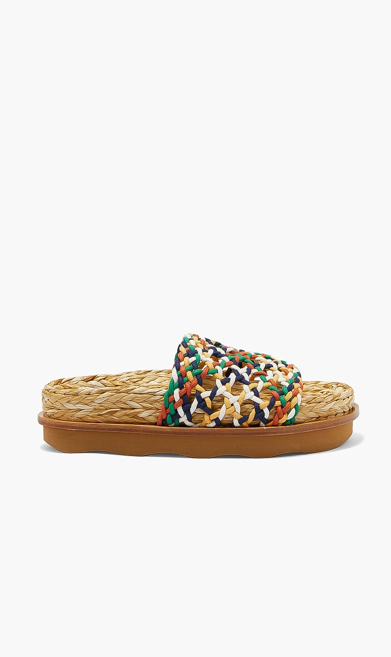 

Chloe Multi-color Braided Wavy Flat Mules for Women | The Deal Outlet