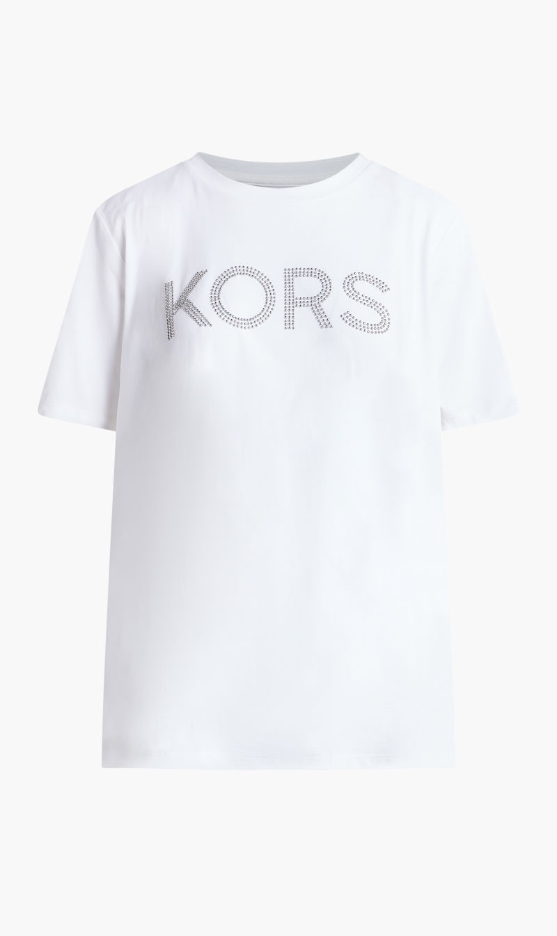 

Michael Kors White Kors Stud Smrcamp Tee for Women | The Deal Outlet