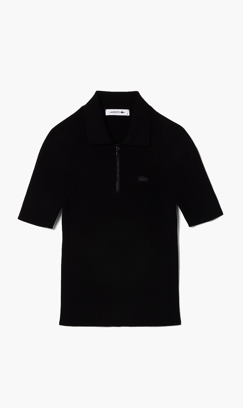 

Zippered Polo Top, Black