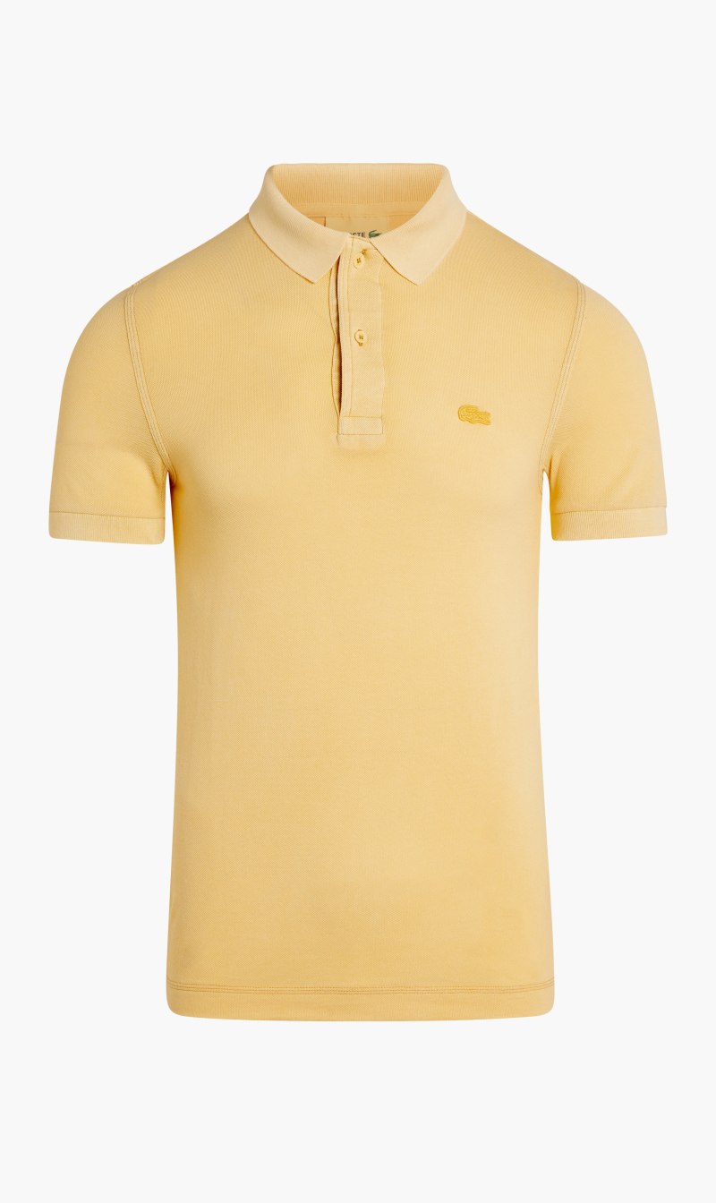 

Lacoste Yellow Short Sleeved Ribbed Collar Shirt for Men | The Deal Outlet