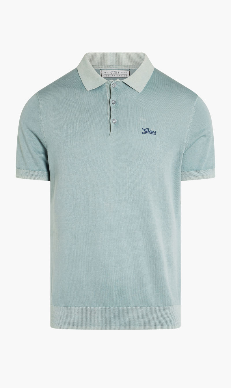 

Guess Green Tony Ss Washed Polo Swtr for Men | The Deal Outlet