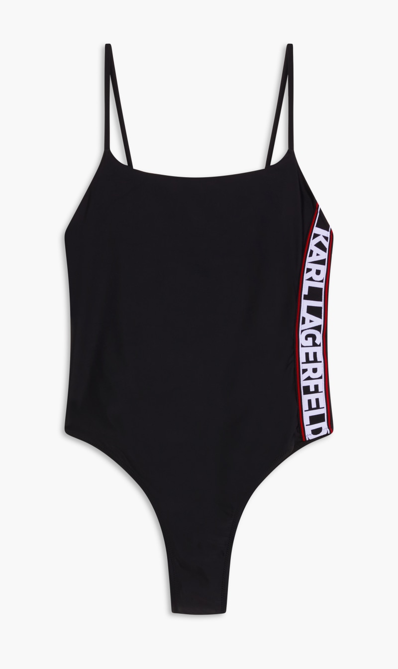 

Karl Lagerfeld Black Elongated Logo Swimsuit for Women | The Deal Outlet