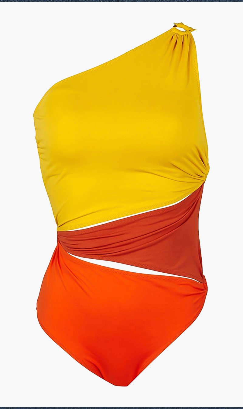 

Curry One Shoulder Swimsuit, Multi-color